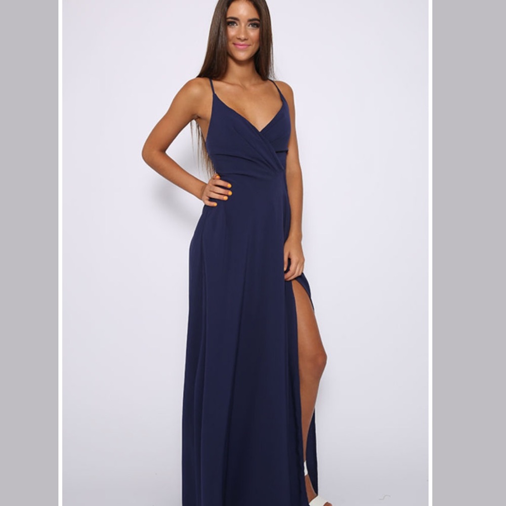 Fashion Nova Blue Open Slit Party Dress